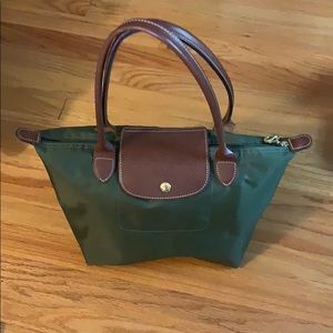 Olive Small Le Pliage Nylon Shoulder Tote